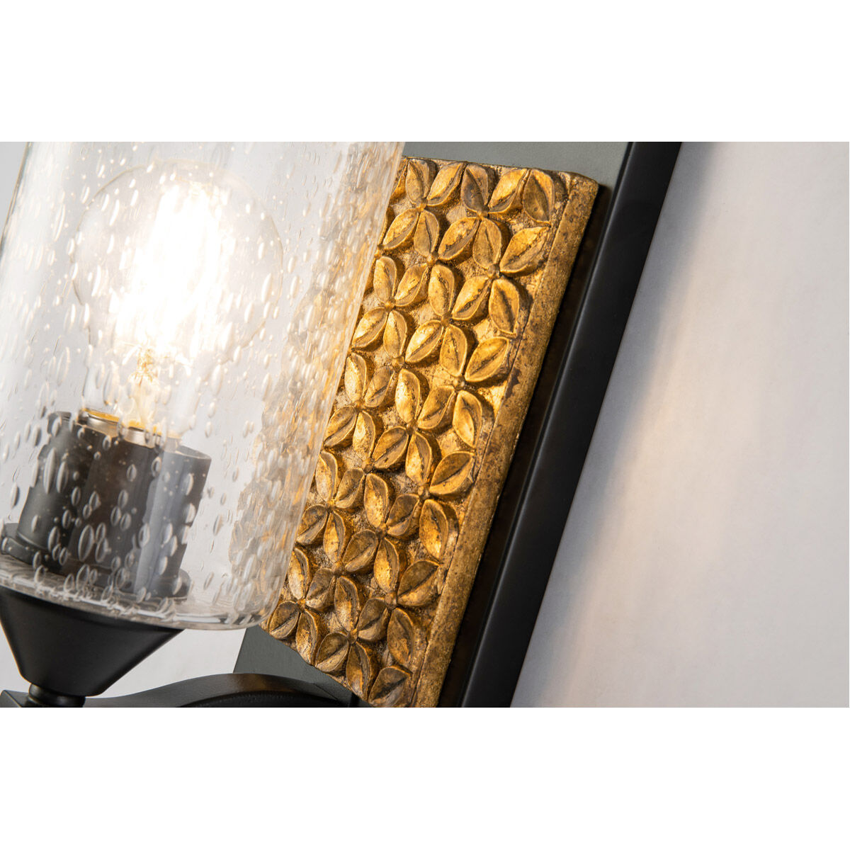Arcadia 1 Light 5 inch MB Bath Light Wall Light in Matte Black with Gold